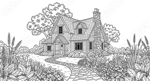 House with pathway and garden.