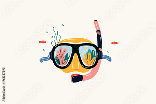 Minimalist Full-Face Snorkeling Mask Illustration