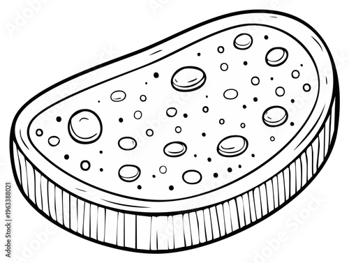 Slice of Bread with Holes Line Art Illustration Single Food Item