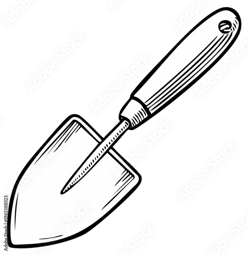 Hand Drawn Garden Trowel Tool for Digging Planting and Gardening Tasks