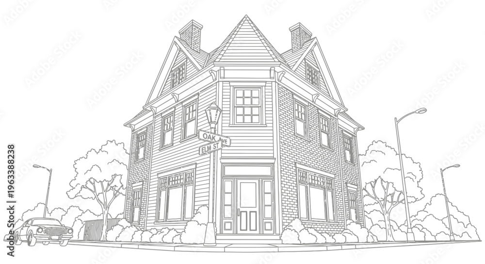 Obraz premium Large Victorian Style Residential House Building.