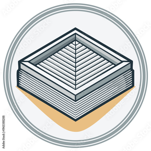 Stylized isometric illustration of an architectural vent or air intake structure with layered design