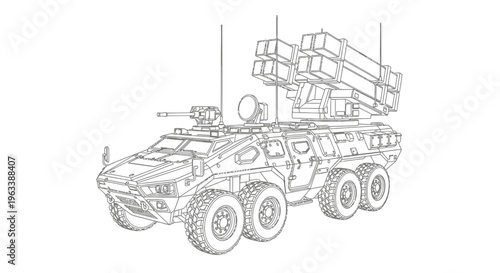 Military Vehicle with Communication Equipment.