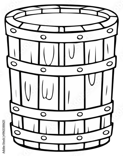 Wooden Barrel Outline Illustration