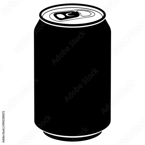 A black and white image of a soda can isolated on transparent background, Vector