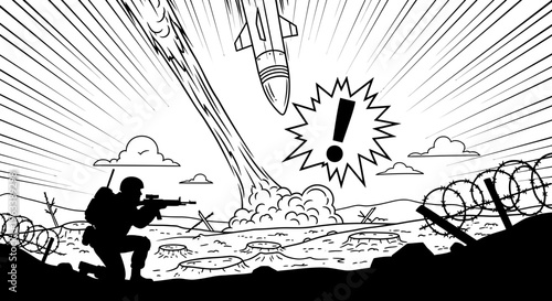 Soldier in combat with rifle.