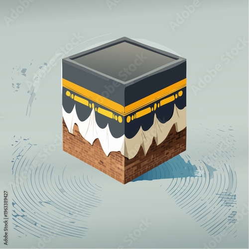 Kaaba in Mecca a sacred Islamic site rendered in a unique artistic style.