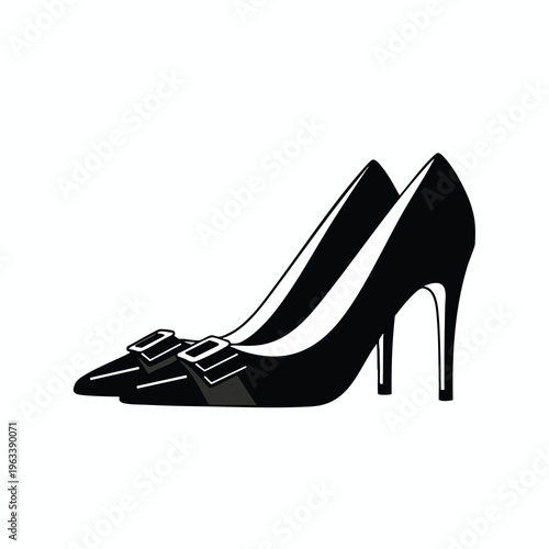 Elegant black stiletto heels with double buckle accents