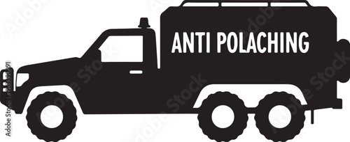 Black vector truck, anti polach truck, silhouette vehicle, industrial icon