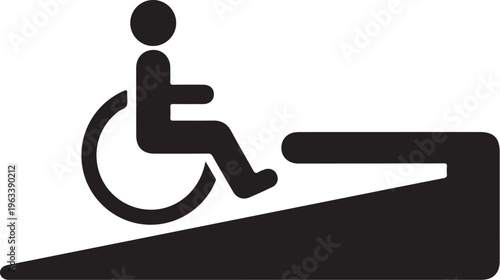Accessible ramp, wheelchair symbol, accessibility sign, black icon