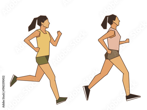 flat colored woman running vector illustration