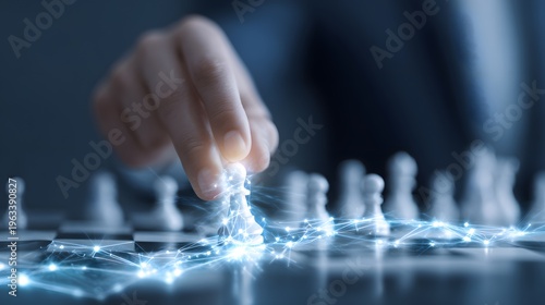 Corporate strategy concept with AI guiding decision making path