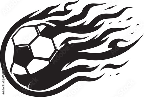 Dynamic flaming soccer ball   vector illustration.