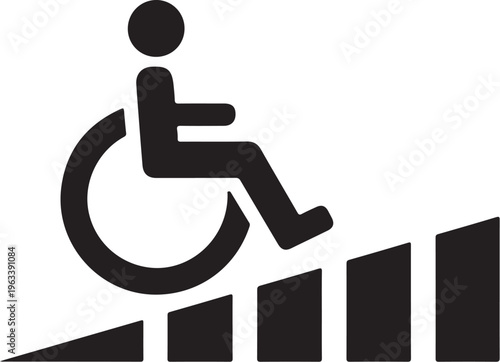Accessible, wheelchair ramp, disability, accessibility icon, vector symbol
