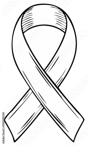 Hand-drawn awareness ribbon symbolizing hope and support for important causes, a symbol of solidarity and advocacy.