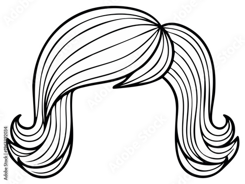Stylized Outline of a Woman's Bob Hairstyle with Voluminous Curls