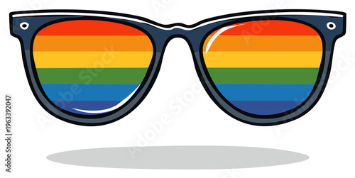 Stylish Sunglasses Reflecting Rainbow Colors Symbolizing Pride