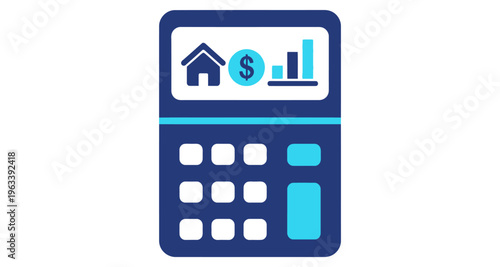 Financial Calculator with House Dollar Sign and Growth Chart Icons Minimalist Design