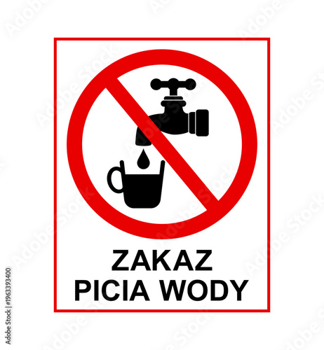 znak zakazujący picia wody z kranu, plik wektorowy