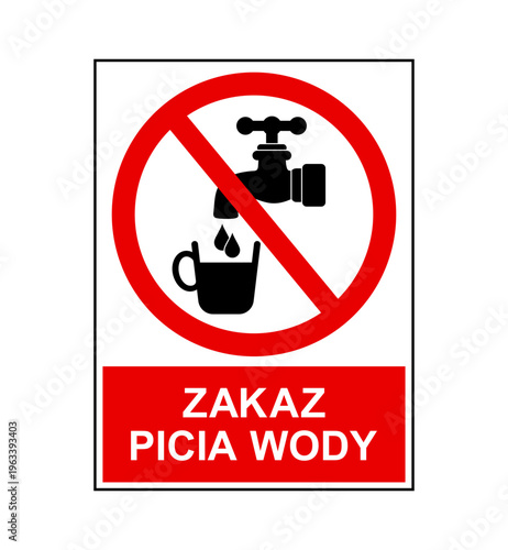 znak zakazujący picia wody z kranu, plik wektorowy