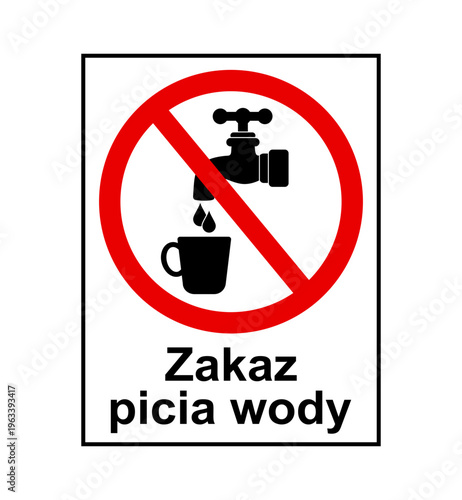 znak zakazujący picia wody z kranu, plik wektorowy
