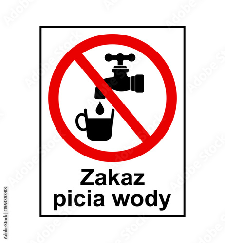 znak zakazujący picia wody z kranu, plik wektorowy