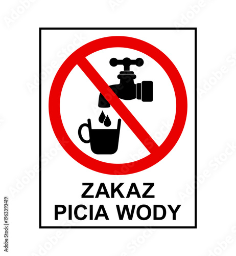 znak zakazujący picia wody z kranu, plik wektorowy