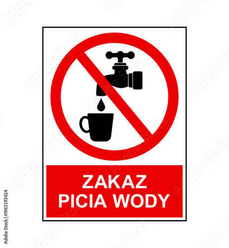znak zakazujący picia wody z kranu, plik wektorowy