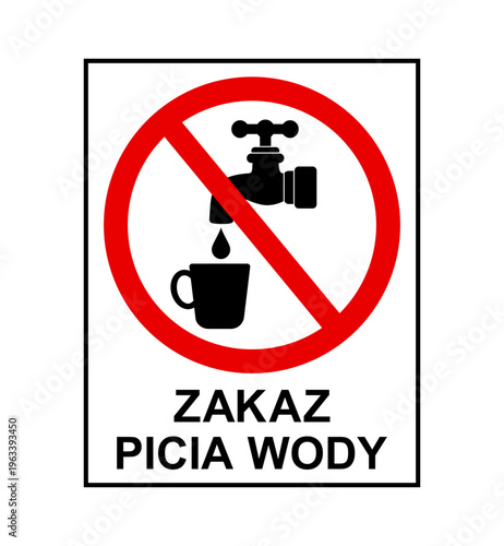 znak zakazujący picia wody z kranu, plik wektorowy