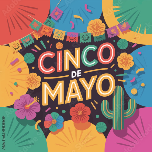 A vibrant cinco de mayo celebration with traditional decorations and festive elements
