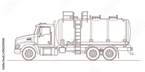Industrial tank truck vector illustration for heavy liquid transport services.