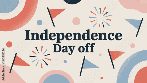 Festive independence day illustration with flags fireworks and abstract shapes