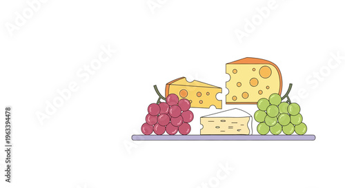 Assortment of Cheeses and Grapes on a Platter 1.