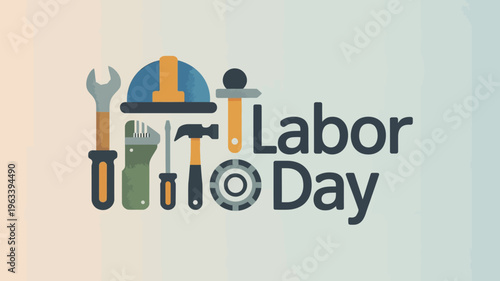 Labor day celebration with construction tools and a worker s helmet illustration