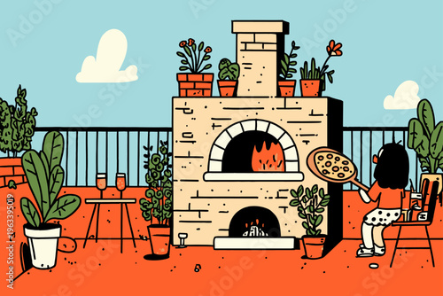 Silhouette of Outdoor Pizza Oven at Dusk