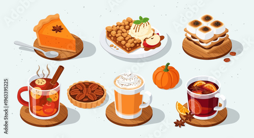 Autumn Desserts and Hot Drinks Collection.