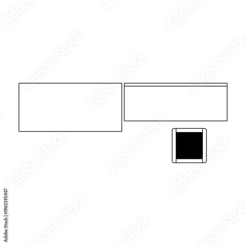 Top view outline of a dressing table set with mirror, stool, and wardrobe. Minimal line drawing showing layout and proportions, suitable for planning and interior concepts.