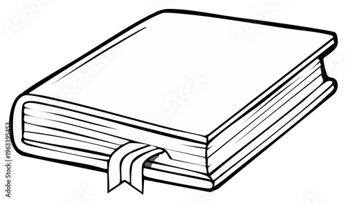 Closed Hardcover Book with Bookmark Ribbon Outline