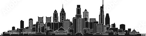 Philadelphia panoramic skyline silhouette.