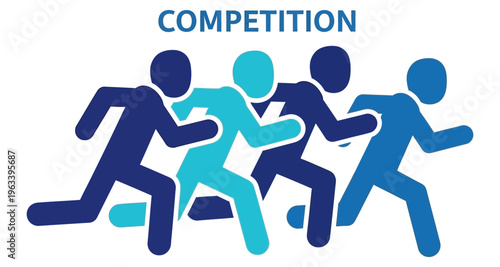 Athletes Racing in Competition Illustrative Style Business Concept