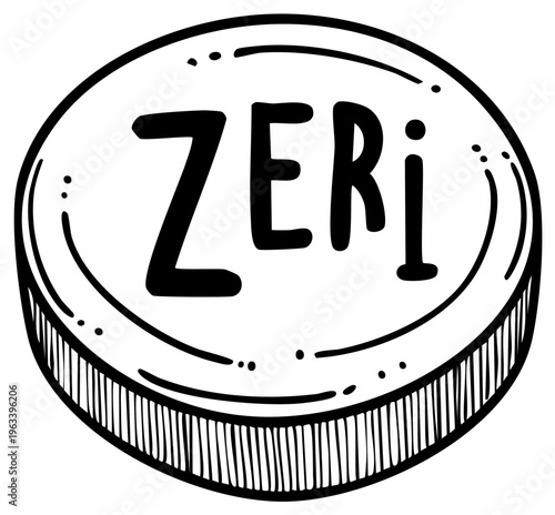 Black and white illustration of a tablet with the word ZERi