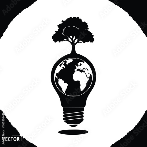 Light bulb with tree and globe eco idea vector