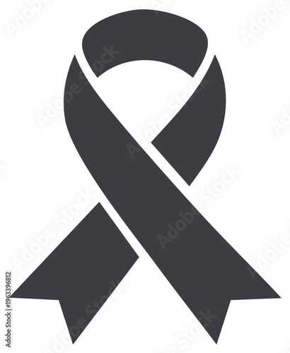 Black awareness ribbon icon a symbol of mourning remembrance grief and solidarity vector illustration