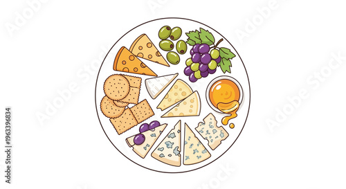 Delicious Cheese Platter with Grapes and Crackers 1.