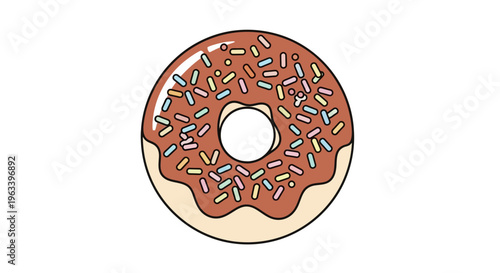 Delicious Chocolate Frosted Donut with Colorful Sprinkles.