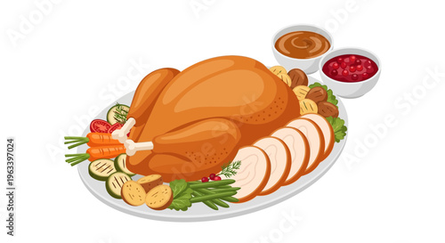 Delicious Roasted Turkey Dinner Platter with Sides 1.