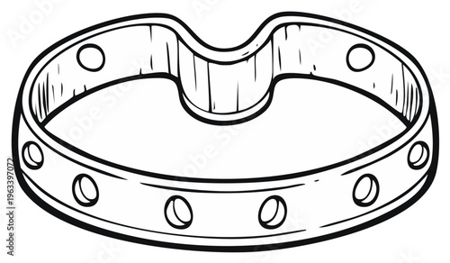 Outlined illustration of a vintage ring, antique jewelry, isolated on white