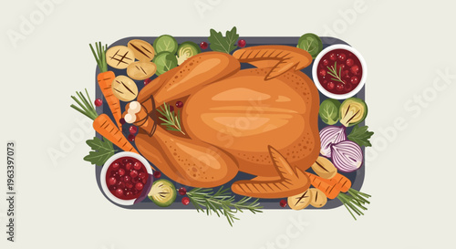 Delicious Roasted Turkey Dinner Platter with Sides.