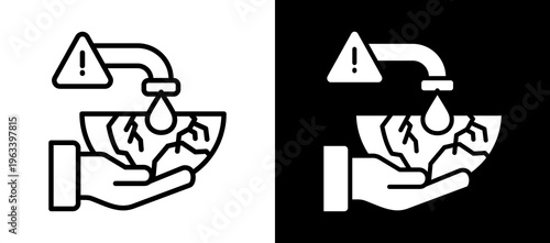 Water Crisis whiteblack icon