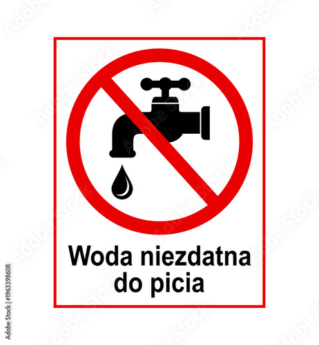 znak zakazujący picia wody z kranu, plik wektorowy